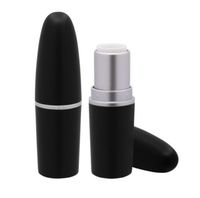 Tube de rouge à lèvres vide en plastique, finition noir mat avec bord argenté, anti-déversement, sérigraphie, capuchon à vis, pour cosmétiques