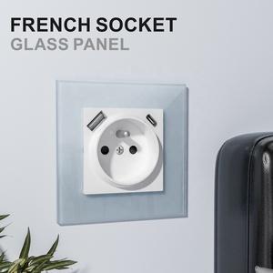 Hot bán EU tiêu chuẩn CE cấp giấy chứng nhận 16A pháp ổ cắm với Cổng USB kép ổ cắm loại A + C 2.1A / DC 5V Tempered Glass Bảng điều chỉnh - Product Image 5