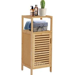 Moderno Mueble Vertical de Bambú para Baño, Organizador de Artículos del Hogar, Estante para Especias con Puerta, Fácil de Instalar - Product Image 1