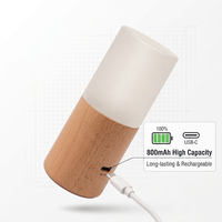 Lampe à bascule en bois naturel de qualité supérieure, intelligente à induction par gravité, lumière RGB respirante, 2-en-1, jaune chaud, à changement de couleur, rechargeable pour la maison