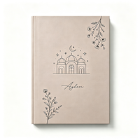 Carnet islamique personnalisé avec logo, motif mosquée, journal illustré, agenda rigide avec nom personnalisé, cadeaux
