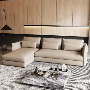Juego de sofá Seccional de diseño italiano, sofá de Villa, sala de estar, reposabrazos de cuero en forma de L, juegos de sofás modulares modernos, muebles - Product Image 1