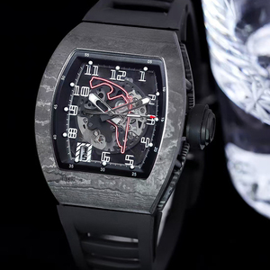 Nouvelle Arrivée 2026 Montre de Sport de Course Automatique Mécanique Squelette Forme Tonneau pour Homme avec Bracelet en Caoutchouc et Fibre de Carbone de Luxe - Product Image 3