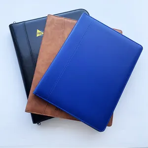 Folder bisnis File kantor A4 kartu kustom Padfolio kertas Binder Folder portofolio kulit hitam Opp tas Modern ukuran A4 timbul