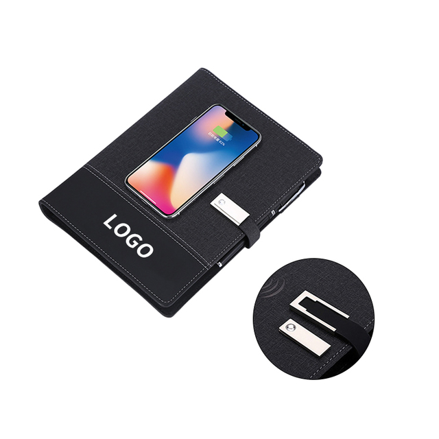 Business Gift Set Custom Diary Notebook Power Bank Smart Notebook With Wireless Charging for Company Anniversary