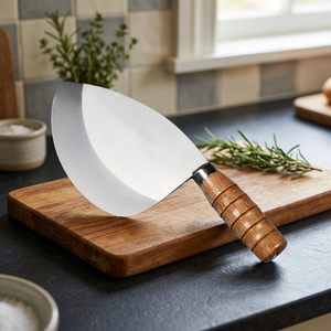 Couteau de boucherie pour mouton et bœuf, outil de camping, de chasse et de plein air, lame épaisse en acier inoxydable, manche en bois, étui en cuir et nylon - Product Image 2