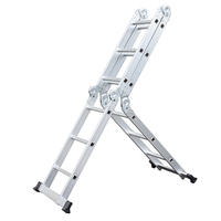 Tabourets d'échelle télescopiques en aluminium de style industriel à 12 marches, extensibles et modernes pour le stockage à l'intérieur et à l'extérieur.