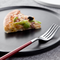Assiette plate en porcelaine noire personnalisée avec logo, 20 cm, 26 cm, 30 cm, vente en gros
