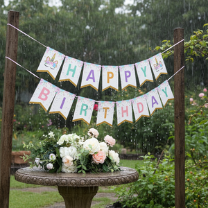 Cartoon <strong>Unicorn</strong> Paper Flag New Happy Birthday Banner Kids Birthday Decoration <strong>Party</strong> <strong>Supplies</strong>-100pcs Minimum Order - Product Image 1