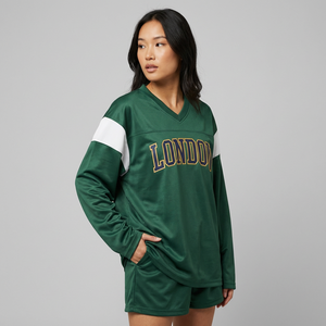 <span class=keywords><strong>Felpa</strong></span> <span class=keywords><strong>Oversize</strong></span> da Donna OEM <span class=keywords><strong>Verde</strong></span> Menta con Pois Gialli, Maglione a Girocollo a Maniche Lunghe Casual - Product Image 3