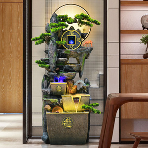 Fontaine d'eau sur pied Quanfangyuan 66x43x162cm, fontaine de montagne Feng Shui avec eau circulante pour salon ou bureau - Product Image 3