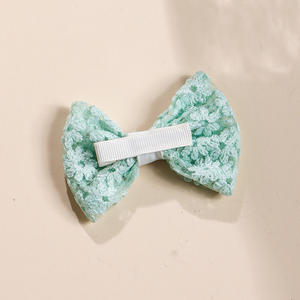 Semplice Dolce Fiocco Ragazza Fermaglio per Capelli in Tessuto Ricamato Accessori per Capelli per Bambini - Product Image 3