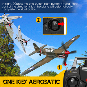 <span class=keywords><strong>Avion</strong></span> RC de combat <span class=keywords><strong>P</strong></span>-<span class=keywords><strong>40</strong></span> télécommandé 2,4 GHz avec fonction de virage en U à une touche pour enfants - Product Image 4