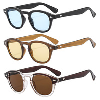 Vente en gros d'usine, lunettes de soleil de haute qualité, logo personnalisé, marque privée, style vintage rétro, monture ronde noire, UV400, pour hommes et femmes