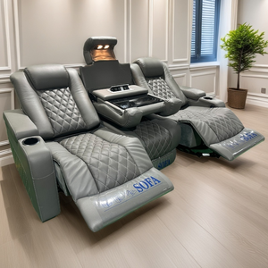 تصنيع الأصلي 3 مقاعد كرسي كهربائي النمط التقليدي جلد حقيقي المنزل أريكة السينما للمنزل المسرح المدرسة - Product Image 2