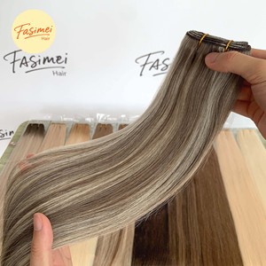 Extensioni per capelli a doppia trama, pronte per la spedizione, 100% capelli umani vergini grezzi, colore chiaro, punte piene - Product Image 2