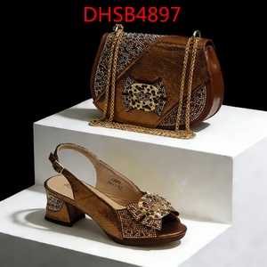 Conjunto de zapatos y bolsos africanos de alta calidad, Sandalias de tacón alto para fiesta de Nigeria, embrague a juego con piedra - Product Image 6