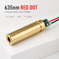 Module laser point rouge 635nm 5mW, tête en laiton mini 7.5x23.5mm, source lumineuse photoélectrique DC 3V 5V, localisateur de positionnement pour DIY OEM