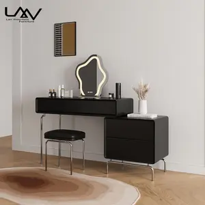 Деревянная рамка в скандинавском стиле, комод с зеркалом для спальни, черный туалетный столик, современная мебель для домашнего макияжа
