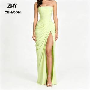 Nuevas Llegadas, Vestido Largo Elegante y Sexy sin Tirantes con Abertura Alta en Siete Colores, Estilo Francés 2026 - Product Image 2