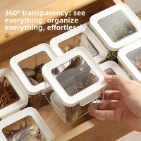 Recipiente Cuadrado Transparente Hermético de PET de Primera Calidad, Estilo Japonés, para Leche en Polvo, Cereales Integrales, Cocina