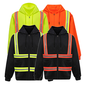Salut vis sécurité <span class=keywords><strong>sweat</strong></span> à capuche réfléchissant <span class=keywords><strong>sweat</strong></span> zippé pour hommes Construction <span class=keywords><strong>travail</strong></span> en plein air impression broderie Logo manches amovibles - Product Image 4
