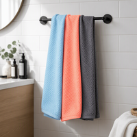 Serviette à cheveux en microfibre FREATECH, texture gaufrée, lot de 3, turban de séchage super doux et absorbant, 3 boutons, pour adultes, voyage, cheveux longs
