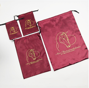 Sac à poussière en coton et soie satinée avec cordon de serrage, logo personnalisé, neuf, pour chaussures, emballage de luxe, anti-poussière, pochette cadeau, impression sérigraphique - Product Image 1