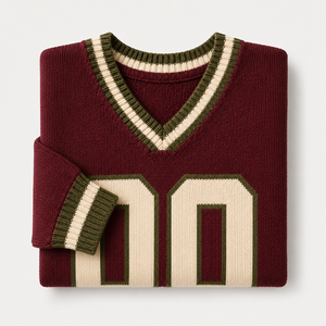 Pull personnalisé pour femme en jersey 100% coton rayé, col en V, avec nom et numéro d'équipe, pull sportif - Product Image 4