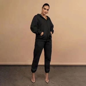 Biểu Tượng Tùy Chỉnh Zip up Hoodie Set Mùa Đông Ấm Áp Dày Thể Thao Áo Phụ Nữ Hai Mảnh Jooging Và Áo Khoác Phù Hợp Với - Product Image 5