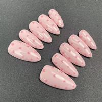 Vente en gros d'usine, ongles réutilisables de haute qualité, faits à la main, en forme d'amande, rose, style œil de chat français, style tache