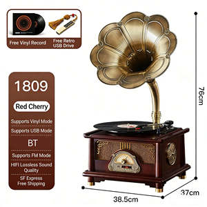 <b>Mini</b> Retro Turntable <b>Record</b> <b>Player</b> All In One 3 Speed Wireless BT <b>Record</b> <b>Player</b> FM USB High Fidelity Gramophone Hot Sale - Product Image 5