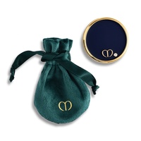 Miroir de poche rond compact cosmétique en émail souple plaqué or double face, idéal pour les cadeaux promotionnels