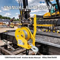 Treuil manuel à manivelle avec frein à friction, capacité de charge de 1200 lb, construction en acier allié pour applications de grue