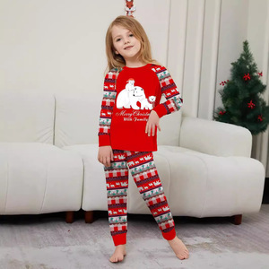 Suministro Transfronterizo, Conjunto Navideño Estilo Europeo Americano para Padres e Hijos, Camiseta de Manga Larga con Estampado de Oso <span class=keywords><strong>Polar</strong></span> Blanco y Pantalones Rojos - Product Image 4