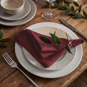 Overseas Spot Burgundy Red Wholesale Modern <b>Square</b> 100% Cotton Customizable Machine Washable Reusable Napkins Festival Christmas - Product Image 3