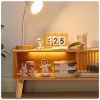Meuble TV en bambou massif, console multimédia moderne avec portes coulissantes en verre, mobilier de salon pour la maison, vente en gros d'usine