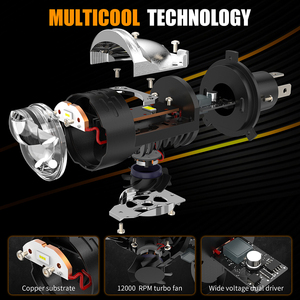 Venta al por mayor Mini proyector lente H4 55W LED faro para motocicletas 12V Color <span class=keywords><strong>Blanco</strong></span> alto bajo haz nuevo 6000K Color LED bombilla - Product Image 3