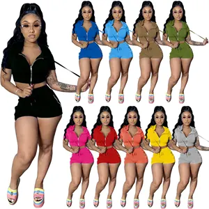 2024 new arrivals Custom Logo Hot Sale Summer Outfits 2 Piece Hoodie american Women clothing Two Piece Short Pants Set