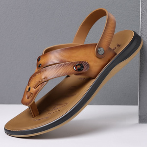 Sandales réversibles pour hommes, chaussures de plage antidérapantes d'été, semelle extérieure en caoutchouc, talon de 1,3 cm, tongs décontractées pour l'extérieur, commerce extérieur - Product Image 1