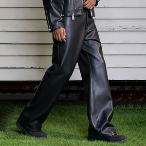 <span class=keywords><strong>Pantaloni</strong></span> Oversize di Alta Qualità con Logo Personalizzato OEM, Gamba Larga, Stile Baggy in <span class=keywords><strong>Finta</strong></span> <span class=keywords><strong>Pelle</strong></span> PU per <span class=keywords><strong>Uomo</strong></span> - Product Image 2