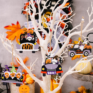 Halloween Wooden <b>Car</b> Ornaments Pumpkin Ghost BOO <b>Decor</b> Indoor Outdoor Party Props Handmade Screen Printing - Product Image 1