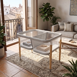 Cuna gemelar de madera maciza con patas, cuna doble transpirable de malla 360° para bebés gemelos - Product Image 6