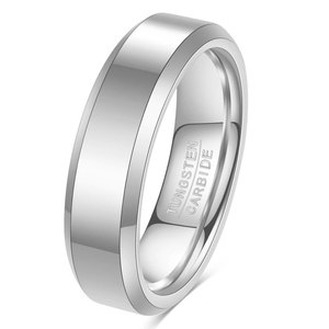 Anillo de Acero de Tungsteno de 6 mm y 8 mm con Doble Bisel Geométrico, Joyería para Uso Diario Masculino - Product Image 5