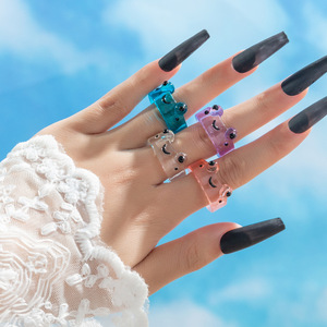 Go Party Creative Cartoon Pumpkin Ghost Halloween Finger <strong>Rings</strong> Candy Color Funny Skeleton Snail <strong>Frog</strong> Acrylic Resin <strong>Rings</strong> - Product Image 4