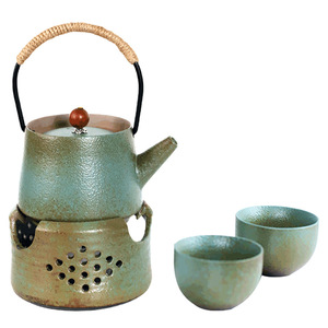 Hut Qu <b>Tea</b> <b>Pot</b> <b>Set</b> Ceramic Teapot With Stove Candle Heating Kung Fu <b>Tea</b> <b>Set</b> For Outdoor Use Bluestone Glaze - Product Image 5