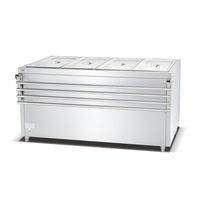 Matériel de buffet traiteur : Bain-marie électrique autoportant avec vitrine chauffante pour aliments et chauffe-assiettes