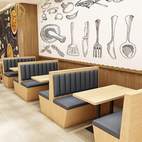 Bancs de stand en chêne restauration rapide canapé carré café café commercial meubles de restaurant en bois table et chaise ensemble de sièges de stand