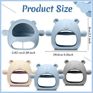 Venta al por mayor mordedor de madera sensorial silicona bebé autismo niños juguetes sensoriales masticables lindo oso silicona bebé guantes mordedor - Product Image 2