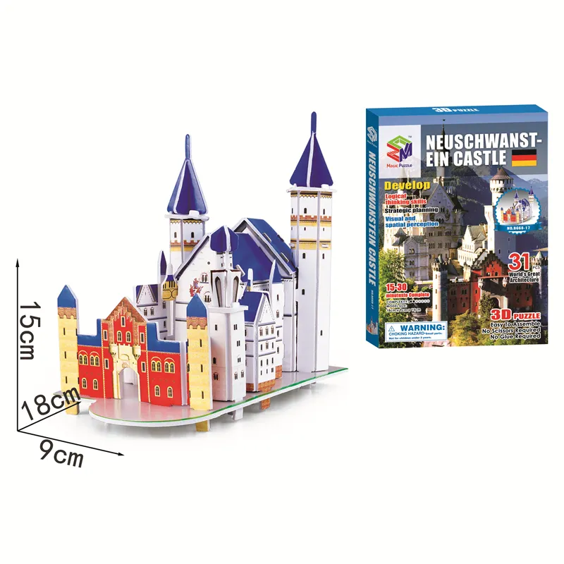 Welt Berühmte Architektur Modell 3D Puzzles Deutschland Schloss Neuschwanstein Buuilding Spielzeug Bau 3D modell Puzzle